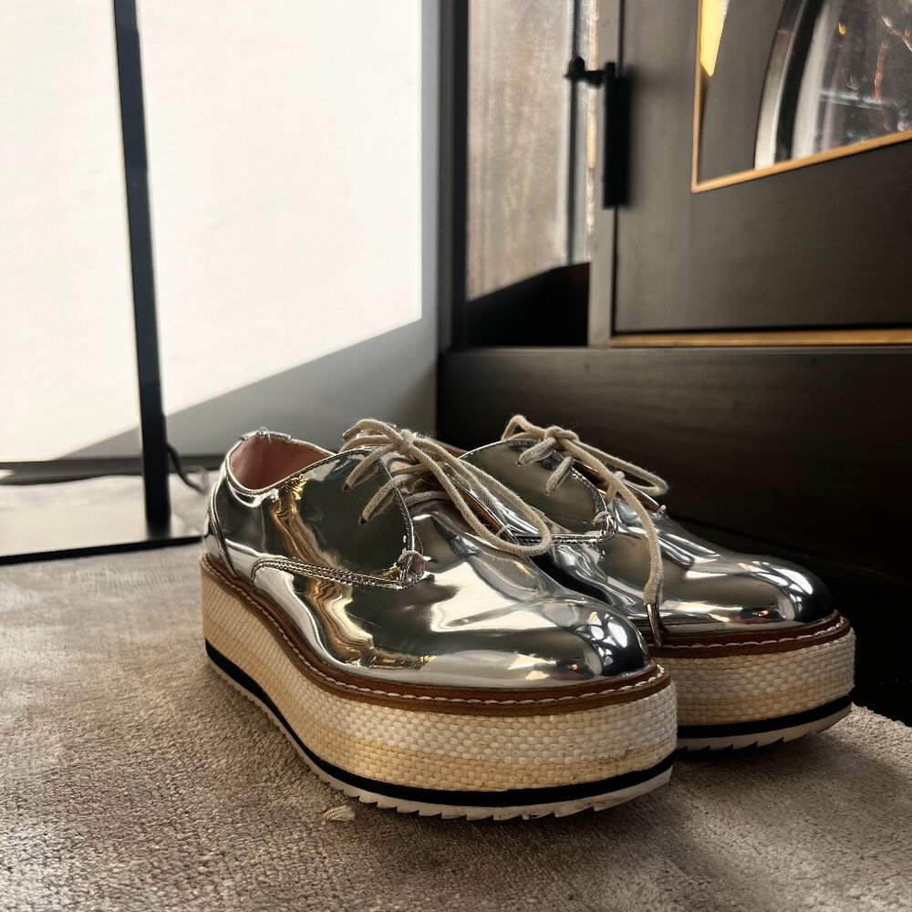 silver platform loafers size 7 barely worn